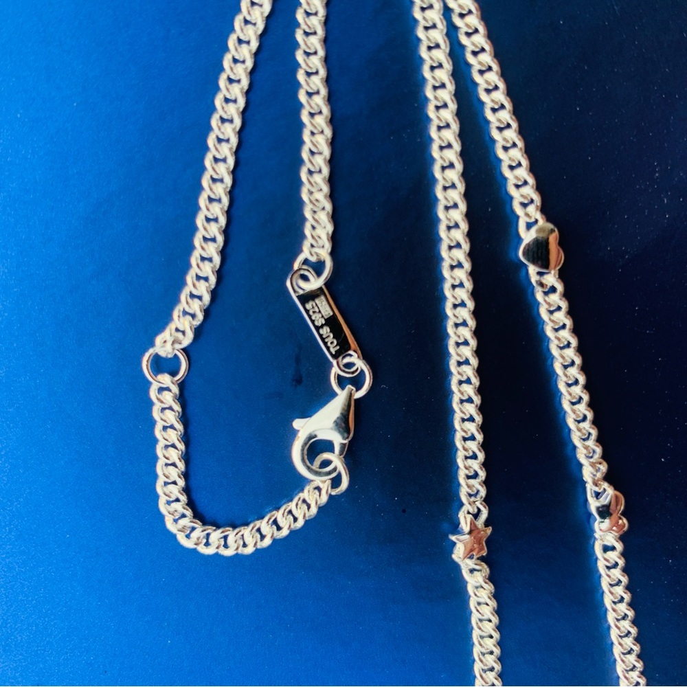 Tous 5-mini Puffed Shapes in 3D Beads CURB Chocker Chain Stamped Silver